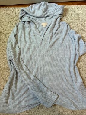 LOVE by gap gray Waffle Knit Hooded Pullover
